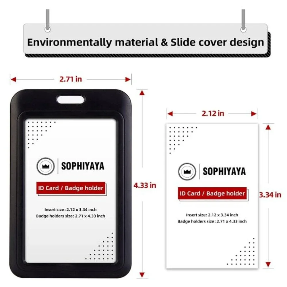 Sliding ID Badge Holder Heavy Duty Hard Plastic Card Sleeve Yellow